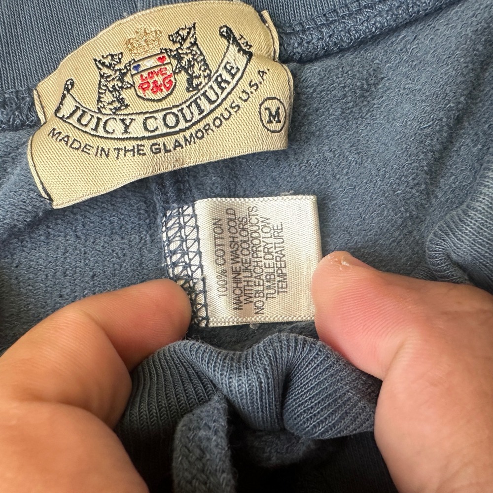 Vintage Juicy Couture Sweatpants Womens Medium Blue Y2K Wide Leg Lounge Pants - Picture 6 of 14